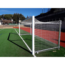 Juego porterías aluminio fútbol 7  90 mm abatibles con arquillos galvanizados en caliente