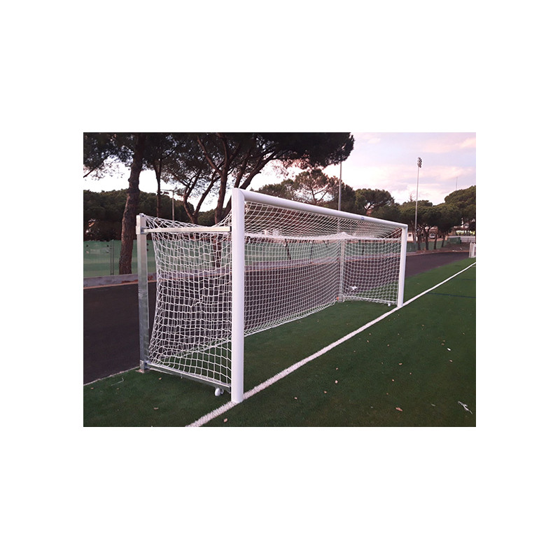 Juego porterías aluminio fútbol 11  120x100 abatibles con arquillos galvanizados en caliente