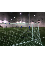 JUEGO PORTERÍAS FÚTBOL 7 METÁLICAS FIJAS TUBO 100 MM REGLAMENTARIAS