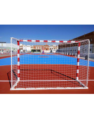 JGO PORTERÍAS F.SALA/BALONMANO METÁLICAS TRASLADABLES 80X80MM CON BASE 80X40MM
