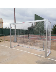 JGO PORTERÍAS GALVANIZADAS F.SALA/BALONMANO METÁLICAS TRASLADABLES 80X80MM CON BASE 80X40MM