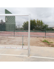 JGO PORTERÍAS GALVANIZADAS F.SALA/BALONMANO METÁLICAS TRASLADABLES 80X80MM CON BASE 80X40MM
