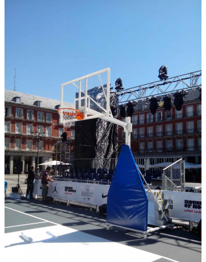 JUEGO CANASTAS BALONCESTO DELUXE MONOTUBO TUBO 100 TRASLADABLE 2 RUEDAS CON CARRO  -SIN TABLERO, ARO