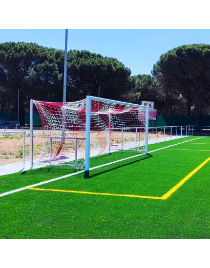 JUEGO PORTERÍAS ALUMINIO FÚTBOL 11  120X100 ABATIBLES CON ARQUILLOS GALVANIZADOS EN CALIENTE