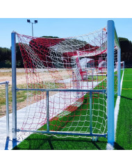 JUEGO PORTERÍAS ALUMINIO FÚTBOL 11  120X100 ABATIBLES CON ARQUILLOS GALVANIZADOS EN CALIENTE