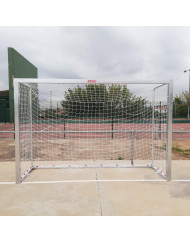 Juego porterías galvanizadas fútbol sala/balonmano metálicas trasladables 80x80mm con base 80x40mm