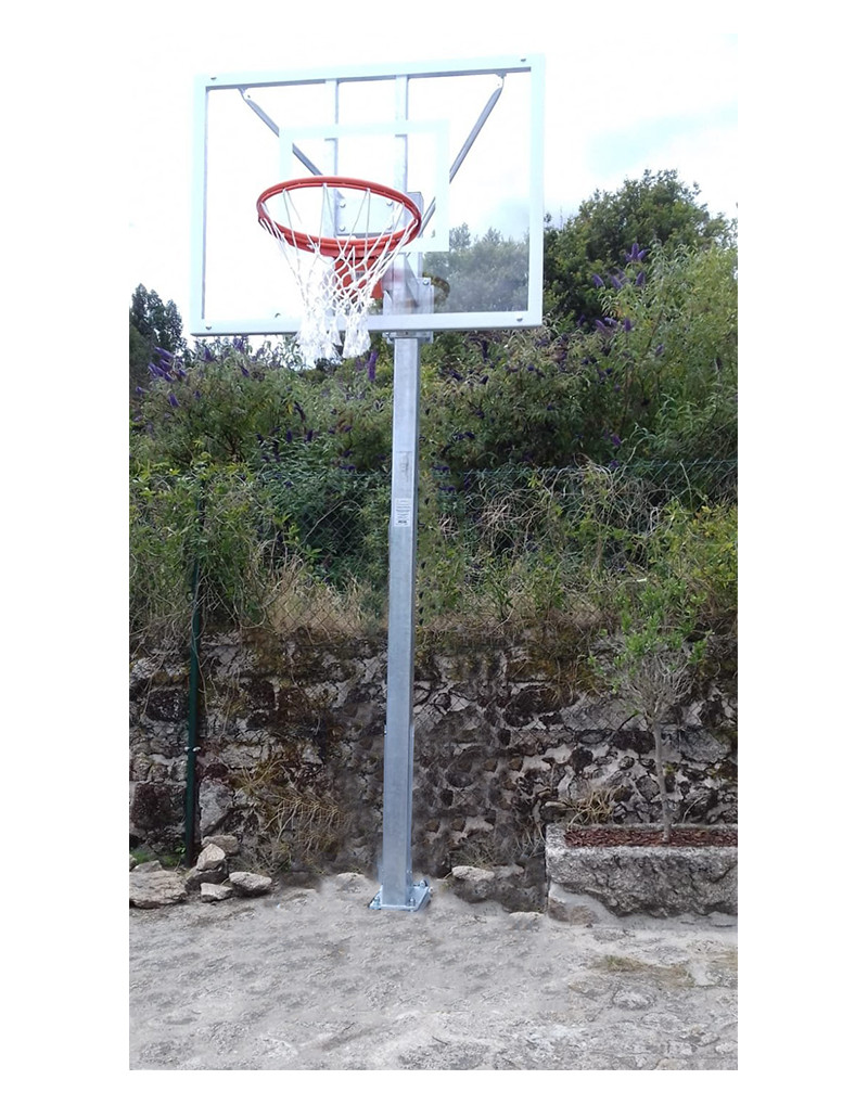 Jgo canastas galvanizadas minibasket monotubo new tubo 114 mm fijas con base anclaje-sin tablero,aro