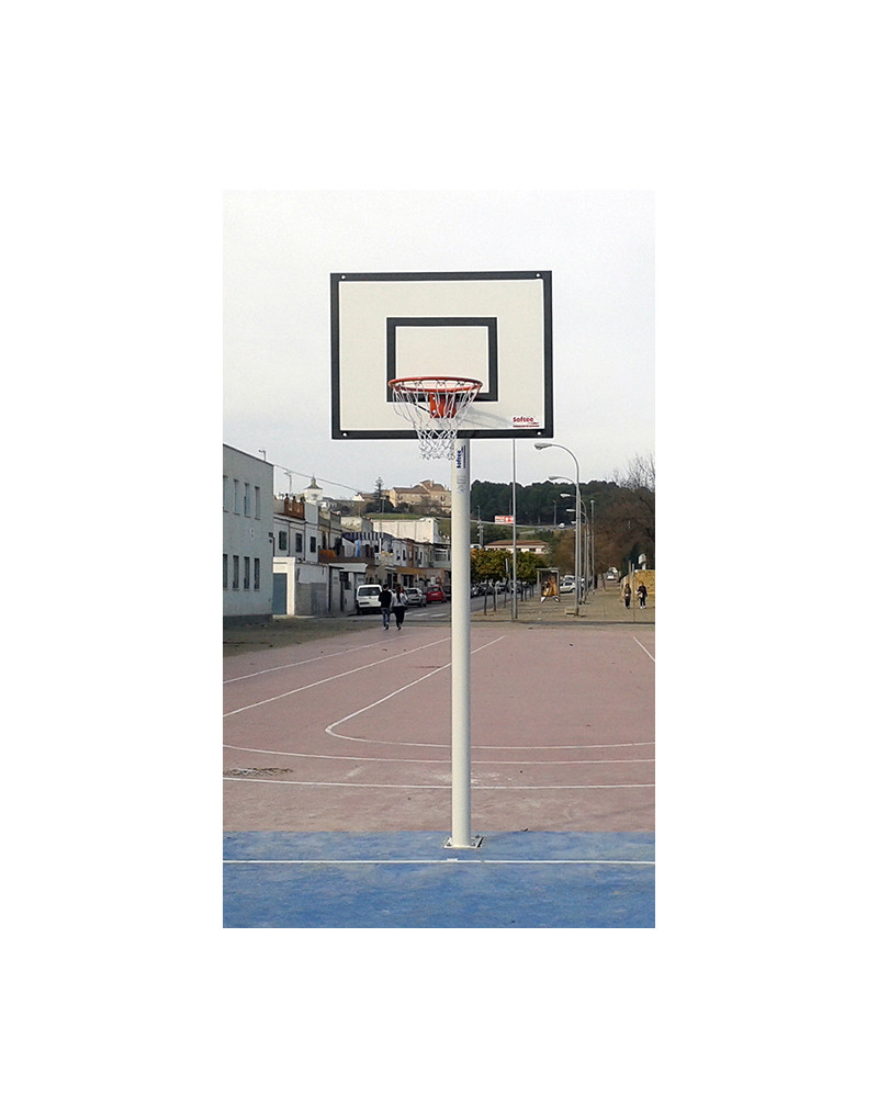 Juego canastas minibasket monotubo new tubo 114 mm fijas  con base para anclaje-sin tablero, aro