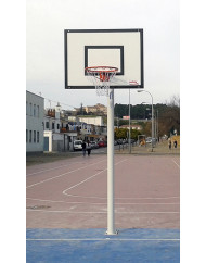 Juego canastas minibasket monotubo new tubo 114 mm fijas  con base para anclaje-sin tablero, aro