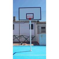 Juego de 2 Canastas Baloncesto Monotubo New Tubo 114 Mm Fijas -Sin Tablero, Aro- con Base de Anclaje