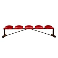 Banco Metálico con Asientos Rojo Pvc -5 Plazas-Respaldo bajo