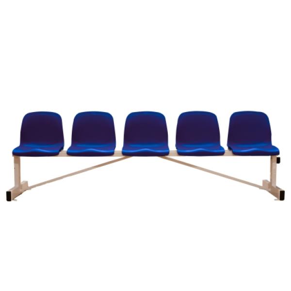 Banco Metálico New con Asiento Azul Pvc -5 Plazas-Respaldo Alto