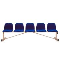 Banco Metálico New con Asiento Azul Pvc -5 Plazas-Respaldo Alto