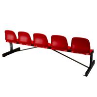 Banco Metálico New con Asiento Rojo Pvc -5 Plazas-Respalto Alto