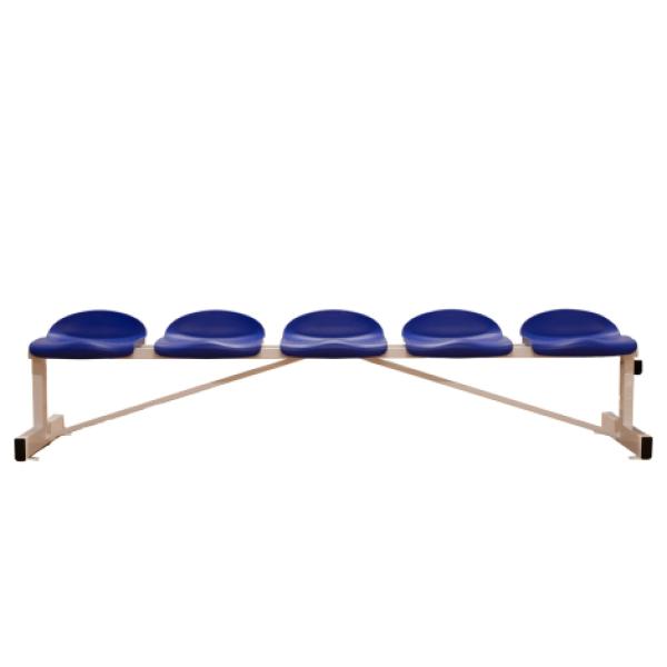 Banco Metálico con Asientos Azul Pvc-5 Plazas- Respaldo bajo