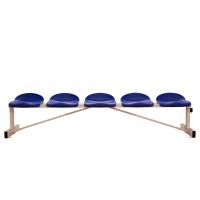 Banco Metálico con Asientos Azul Pvc-5 Plazas- Respaldo bajo