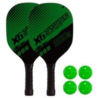 Set de 2 Palas Pickleball Madera con 4 Pelotas