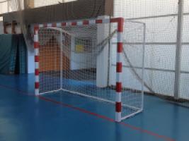 Juego de 2 Porterías F.sala/Balonmano Metálicas Trasladables 80X80Mm con Base de Tubo Redondo