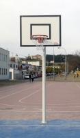 Juego Canastas Minibasket Monotubo New Tubo 114 Mm Fijas con Base para Anclaje-Sin Tablero, Aro