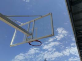 Juego de 2 Canastas Baloncesto Deluxe Monotubo Fijas con Base para Anclaje -Sin Tablero Ni Aro-