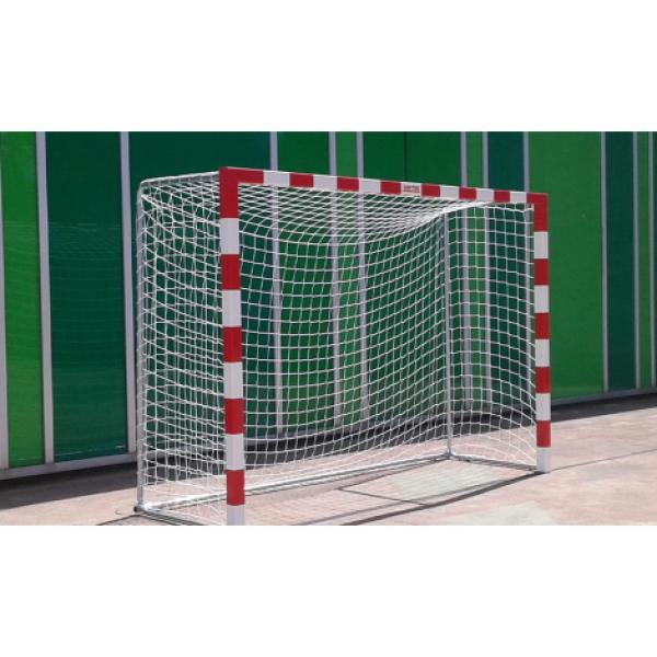 Juego Porterías Aluminio Balonmano-Fútbol Sala 80X80 Trasladables con Base Tubo Redondo