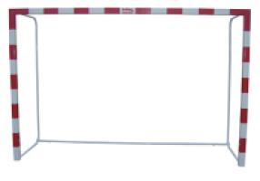 Juego Porterías Aluminio Balonmano-Fútbol Sala 80X80 Trasladables con Base Tubo Redondo