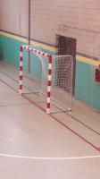 Juego Porterías Aluminio Balonmano-Fútbol Sala 80X80 Trasladables con Base Tubo Redondo
