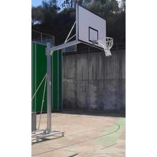 Jgo Canastas Galvanizadas Baloncesto Deluxe Monotubo Trasladables 2 Ruedas con Carro -Sin Tableros, Aros y Redes